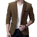 Brand Mens Corduroy Blazers Autumn Spring Fashion Male Slim Fat Casual Suit Jacket Men Blazer Masculino Clothing Vetement Homme - shop.livefree.co.uk