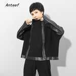 black cotton pu Leather plus size Oversize jaket causal loose  autumn winter  jacket Coat women Clothes 2020 Cardigan Outerwear