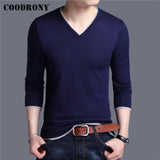 COODRONY Brand Spring Autumn New Arrival Soft Cotton Sweater Casual V-Neck Pull Homme Knitwear Pullover Men Clothes Jersey C1001