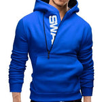 2021 New Fashion Men's Sports Hooded Sweatshirt Plus Size Slant Zipper Letter Hoodies Long Sleeve Casual Autumn Male Clothing