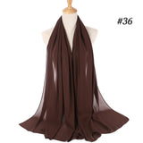 Muslim Bubble Chiffon Hijab Scarf Women Solid Color Soft Long Shawls and Wraps Georgette Islamic Head Scarves Ladies Hijabs