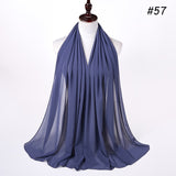 Muslim Bubble Chiffon Hijab Scarf Women Solid Color Soft Long Shawls and Wraps Georgette Islamic Head Scarves Ladies Hijabs