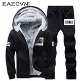 EAEOVNI Men Winter Warm Tracksuits Two Piece Fashion Sets Mens Outfit Thicken Tracksuit Hooded Jaket and Pant Set Hoodie Clothes