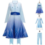 Frozen 1&amp;2 Anna Elsa Princess Dress For Girl Birthday Party Tulle Prom Gown Kids Christmas Cosplay Snow Queen Coronation Costume