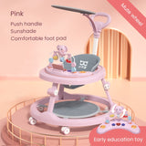 Infant Shining Baby Walker Kids Learning To Walk Multifunction Height Adjustable 6-24M Can Sit and Push with Toy Walker for Baby