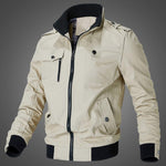 Men's Jacket Solid Color Stand Collar Slim Multi Pockets Jackets Zipper Casual Coat for Autumn Winter Jaket for men Waterproof