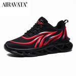 Men's Flame Printed Sneakers Flying Weave Sports Shoes Comfortable Running Shoes Outdoor Men Athletic Shoes