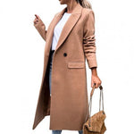 Winter Overcoat Suit Collar Elegant Women Jaket Collar Elegant Long Blazer Women Coat  Ladies Overcoat