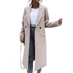 Winter Overcoat Suit Collar Elegant Women Jaket Collar Elegant Long Blazer Women Coat  Ladies Overcoat