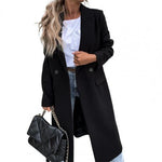 Winter Overcoat Suit Collar Elegant Women Jaket Collar Elegant Long Blazer Women Coat  Ladies Overcoat