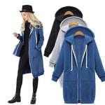 Women Plus Size Winter Jacket Loose women's Hoodie zip up labuh muslimah jaket university style