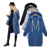 Women Plus Size Winter Jacket Loose Women's Hoodie Zip Up Labuh Muslimah Jaket University Style