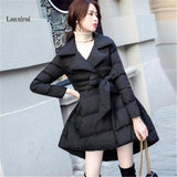New Winter Jaket Women Fashion A-line Medim long Down Cotton Jacket thick warm Down Jacket Coat